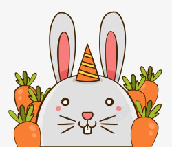 呆萌月兔兔宝宝和胡萝卜高清图片