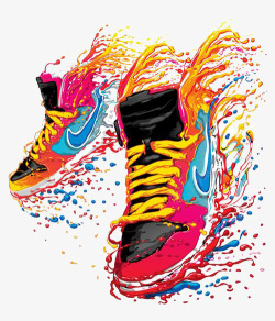 彩色的鞋子创意手绘鞋高清图片