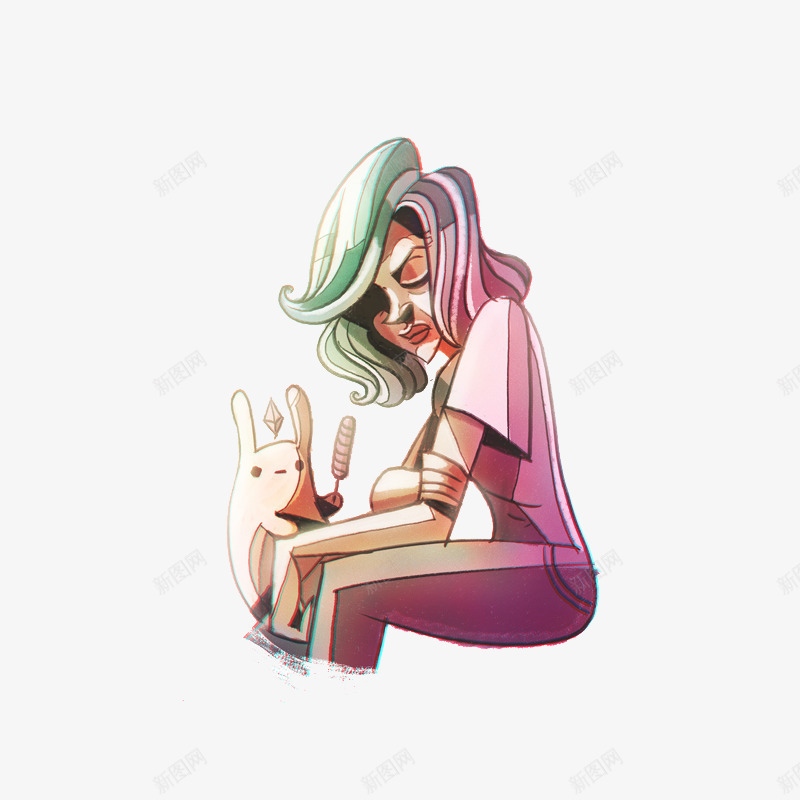 伤心的女人png免抠素材_88icon https://88icon.com 伤心 兔子 动物 卡通 女人 安慰 插画