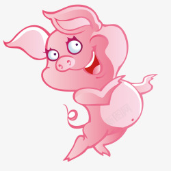 卡通粉红色的小猪矢量图素材