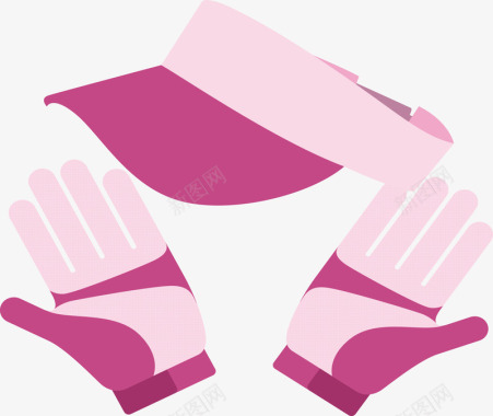 粉红色手套帽子高尔夫用品素图标图标