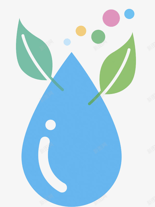 手绘水珠上的叶子png免抠素材_88icon https://88icon.com 卡通 树叶 气泡 水资源 省水 绿色的 节约用水 节能环保
