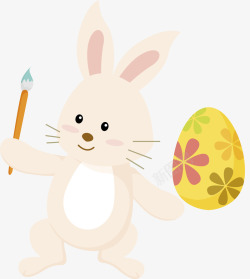 卡通可爱画彩蛋的兔子素材