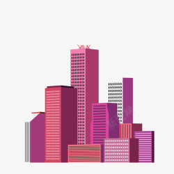 粉红色立体建筑楼素材