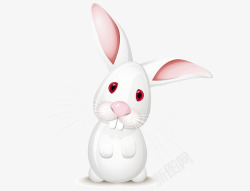 大耳朵白色卡通兔子素材