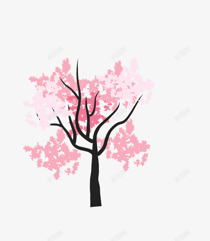 手绘粉红色的树矢量图ai免抠素材_88icon https://88icon.com 手绘 树木 粉红色 素材 矢量图