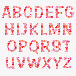 粉红花朵创意26英文字母素材