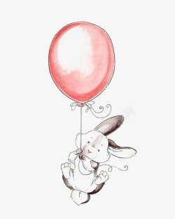 拽着气球的兔子素材