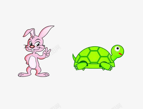 兔子和乌龟psd免抠素材_88icon https://88icon.com 乌龟 兔子 动物 卡通