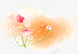 粉红马蹄莲花朵水墨唯美素材