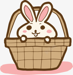 篮子里的可爱小兔子矢量图素材