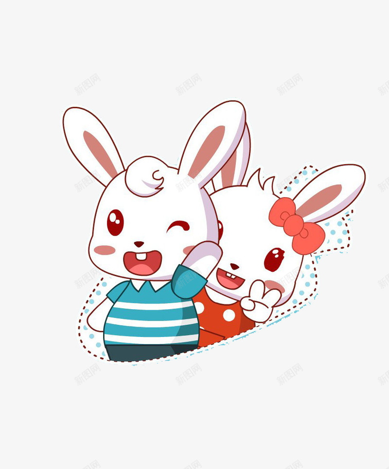 兔子情侣png免抠素材_88icon https://88icon.com 兔子简笔画 卡通 彩色 情侣小兔 爱情插图 穿衣服的兔子