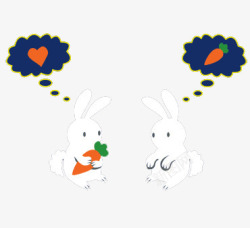手绘兔子吃萝卜素材