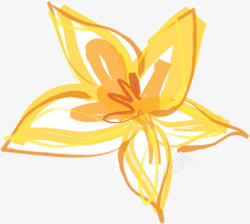 手绘黄水彩线条小花素材