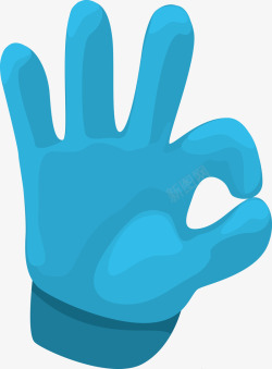 蓝色OK手势图素材