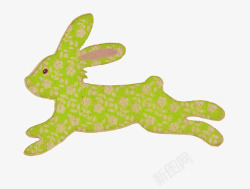 绿色卡通奔跑的兔子素材
