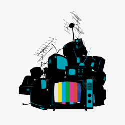 电视机复古电视机彩条屏幕素材