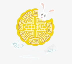 中秋节兔子月亮艺术装饰元素素材