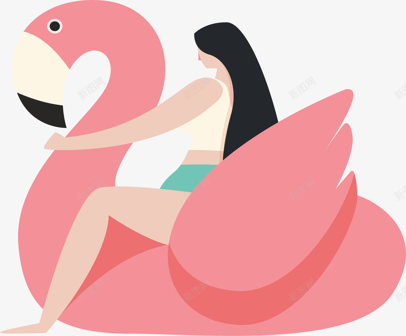 骑着火烈鸟泳圈的人矢量图ai免抠素材_88icon https://88icon.com 夏天 夏天度假 度假女人 火烈鸟 火焰鸟 矢量png 矢量图 粉红色