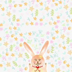 可爱兔子与花朵贺卡素材