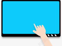 湖蓝色背景扁平化手指显示器高清图片