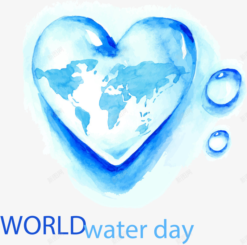 世界水日爱心水滴png免抠素材_88icon https://88icon.com Day Water World 世界水日 水彩 爱心水滴 蓝色水滴