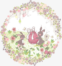 卡通兔子花纹装饰素材