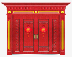 宽敞大红门中国传统木质雕刻镶金宽敞大红门高清图片