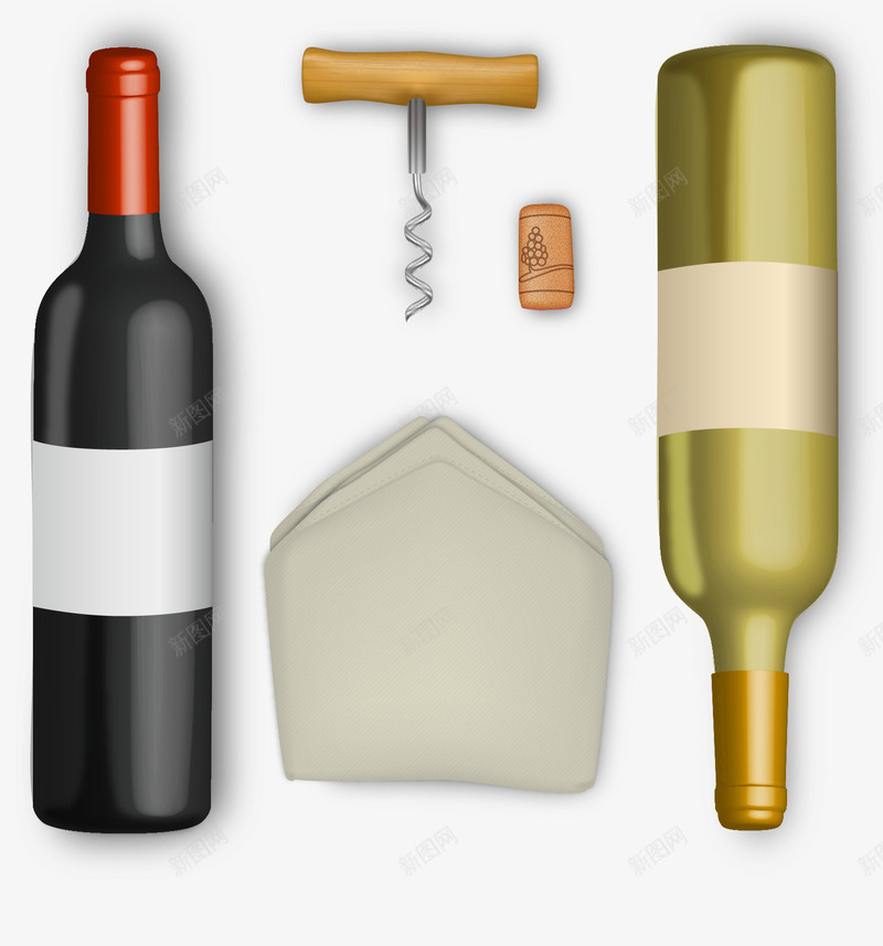 高档红酒png免抠素材_88icon https://88icon.com 免抠PNG 瓶塞 红酒开 葡萄酒 螺丝起子 餐巾 餐布 香槟