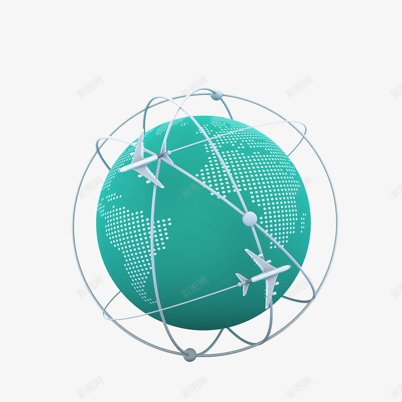 绿色地球航空航线分布png免抠素材_88icon https://88icon.com 交通 地球 绿色 航空 航线 飞机 飞机航线