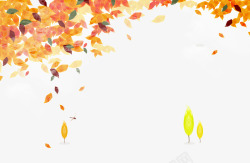 手绘秋天树叶背景图素材