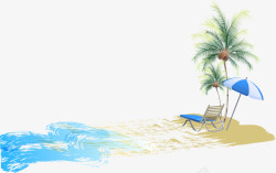 夏季手绘海滩椰树素材