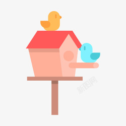 可爱小鸟和小房子素材