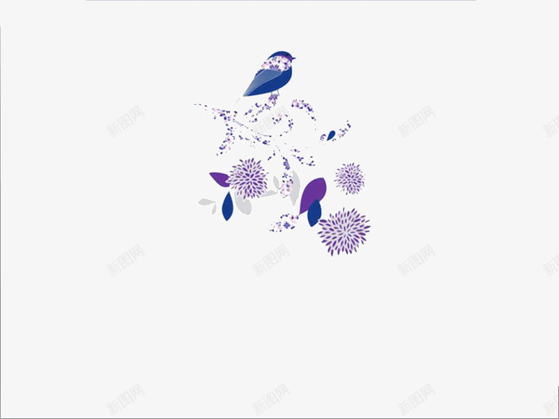 紫色浪漫系列PPT模板png免抠素材_88icon https://88icon.com PPT模板 PPT背景 小鸟 浪漫系列 紫色