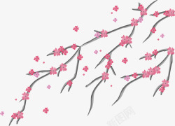 粉色樱桃树枝素材