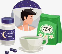 茶叶和安眠药矢量图素材