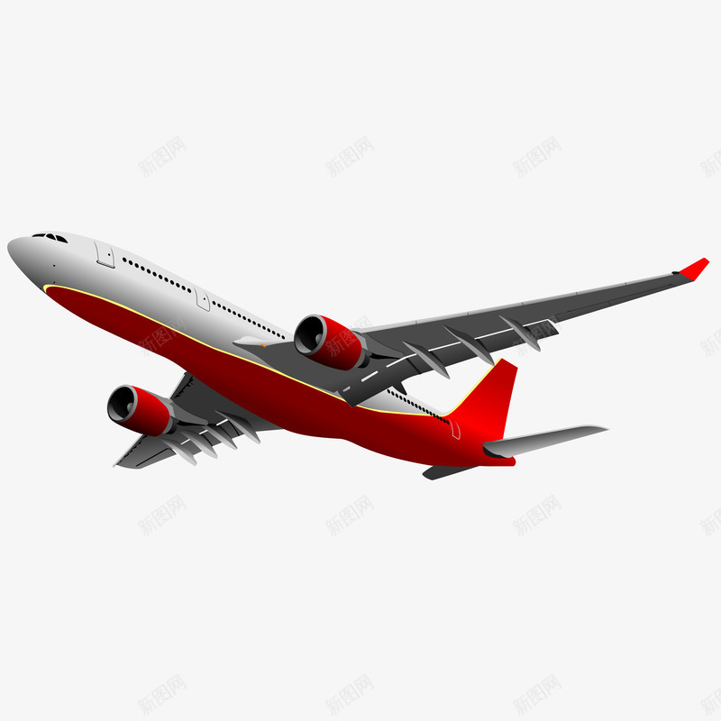 红色客机png免抠素材_88icon https://88icon.com 大型飞机 大型飞机免费png下载 客机 客机矢量素材