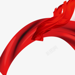 喜庆节日红色丝带飘带装饰素材