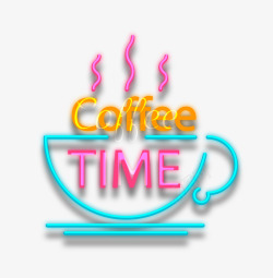 咖啡字体咖啡餐饮杯子霓虹标签高清图片