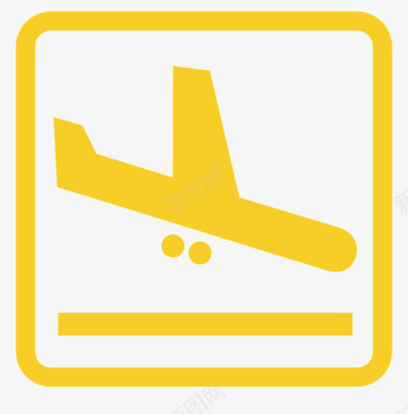 手绘黄色飞机跑道图标图标