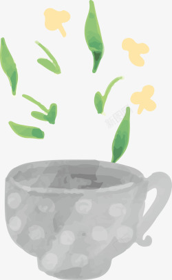 嫩芽毛尖水彩茶叶一堆茶叶矢量图高清图片