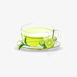 茶叶杯柠檬绿茶矢量图高清图片