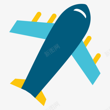 起飞蓝色扁平化飞机元素图标图标