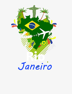 巴西旅游飞机海报背景元素素材