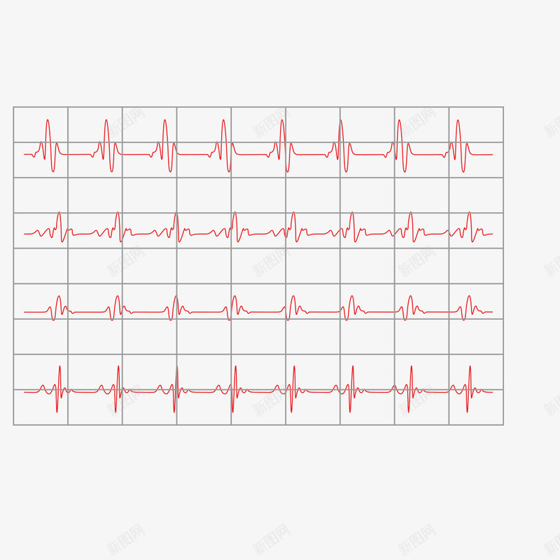 红色心电图矢量图ai免抠素材_88icon https://88icon.com 心电图 曲线 矢量素材 红色 矢量图