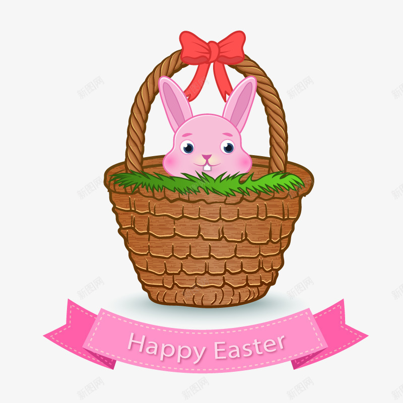 篮子里的复活节兔子png免抠素材_88icon https://88icon.com 兔子 复活节 彩蛋 矢量素材 节日元素