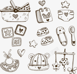 手绘婴儿用品素材