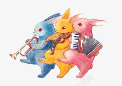 卡通彩色兔子音乐素材