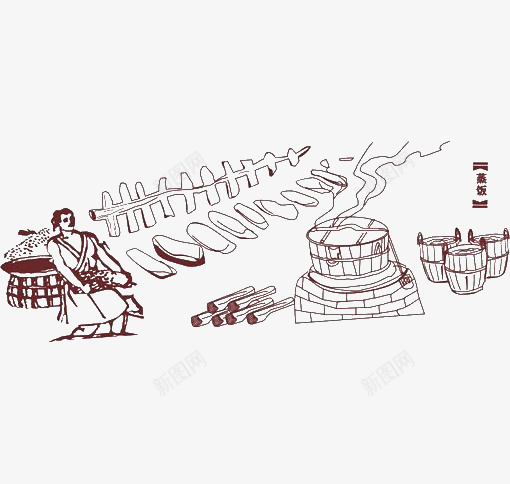 古代酿酒图插图元素png免抠素材_88icon https://88icon.com 古代酿酒图 手绘 插图 棕色