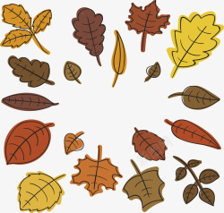 手绘秋天树叶标题框素材